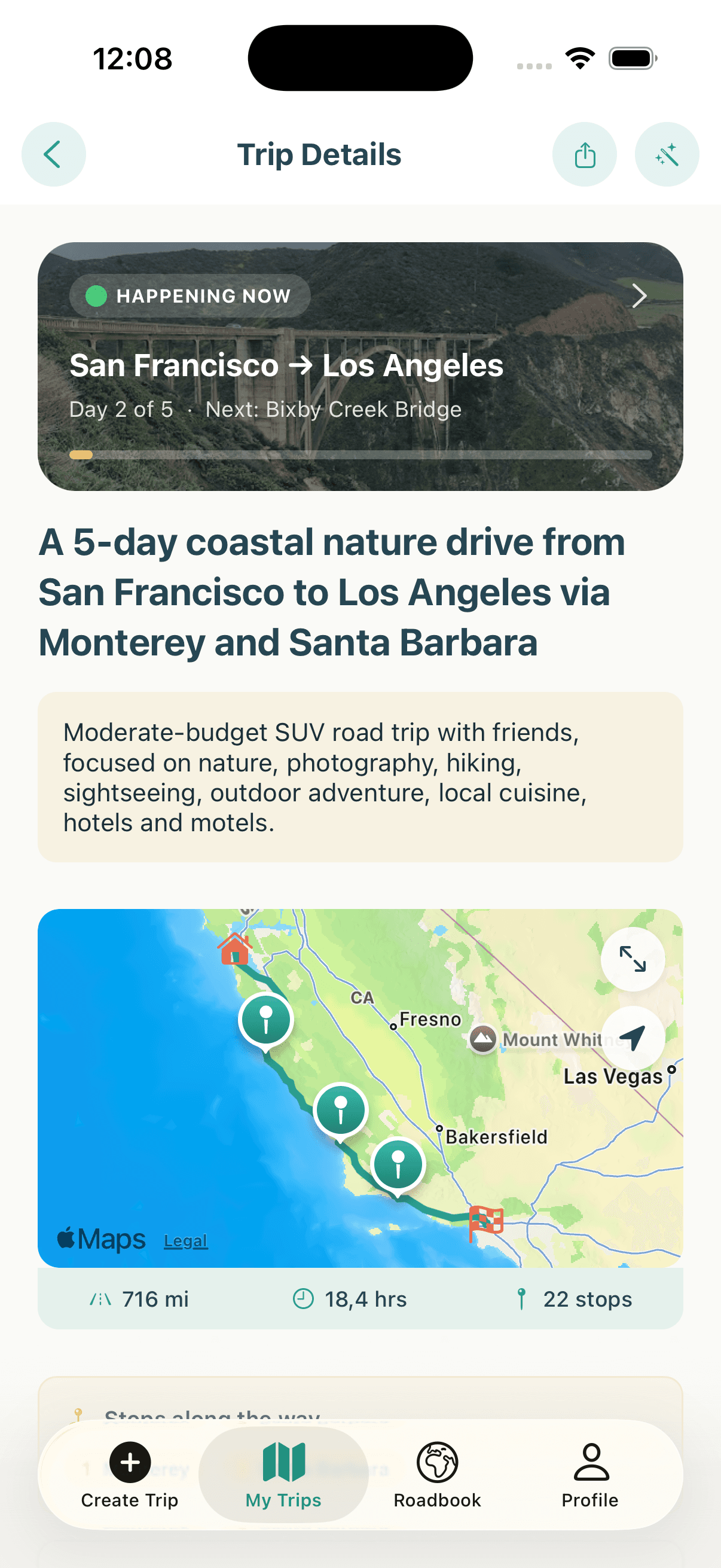 HitTheRoad app screen 1